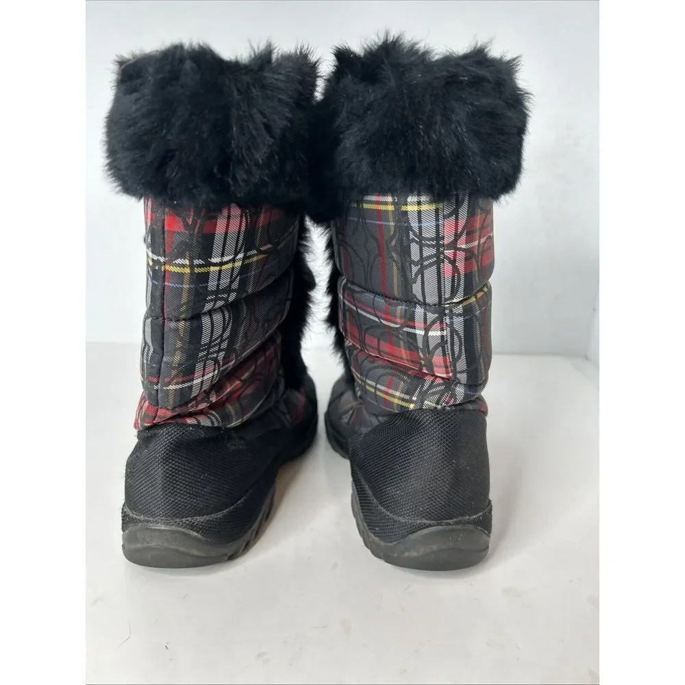 Coach Jennie Signature Rabbit Fur Black & Red Plaid Boots RARE‎ Size 9.5 EUC